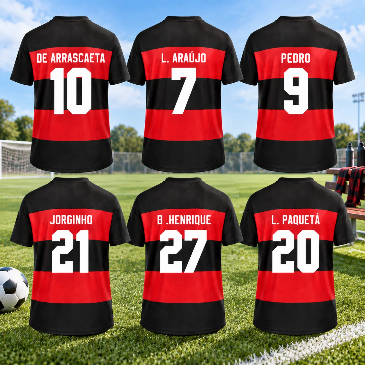 Camisa Flamengo 2026/27 Retro Futebol Unissex 3D, Jersey Esportiva Respirável Manga Curta Secagem Rápida Torcedor Casual
