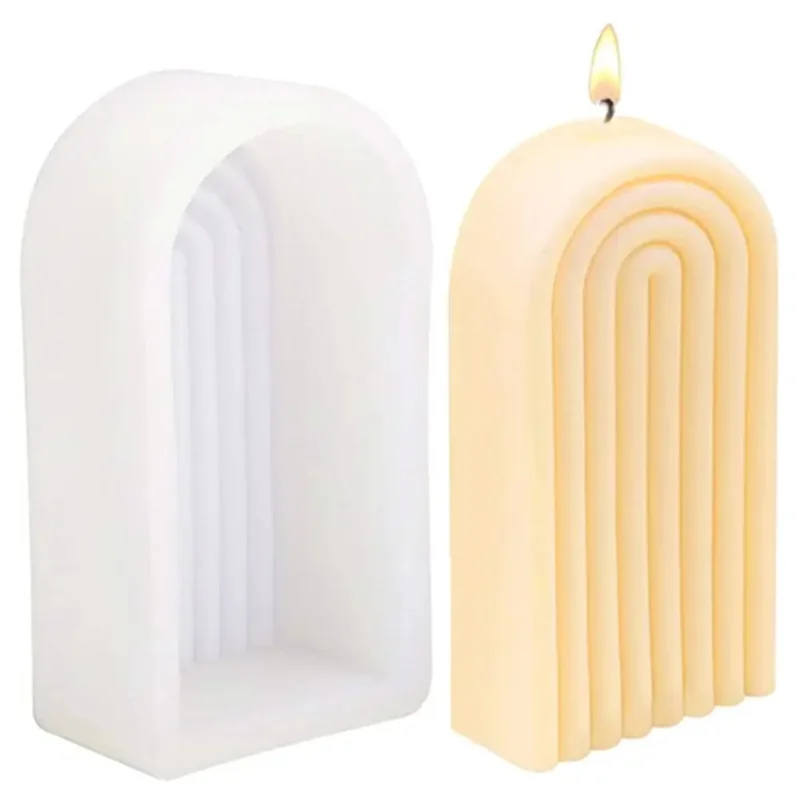 Rainbow Arch Candle Mold, Striped U-Shaped Silicone Mold, Abstract Architectural Resin Moulds for Soap Tray, Handmade Candle