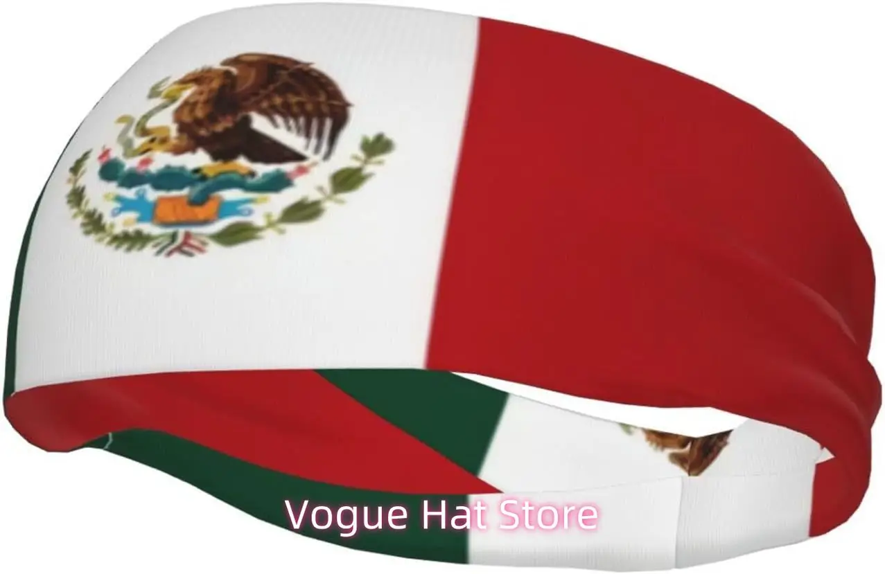 

Mexico Flag Headbands Fashion Sweatbands Headbands Men Women Wicking Elastic Headbands for Hiking,Cycling,Running