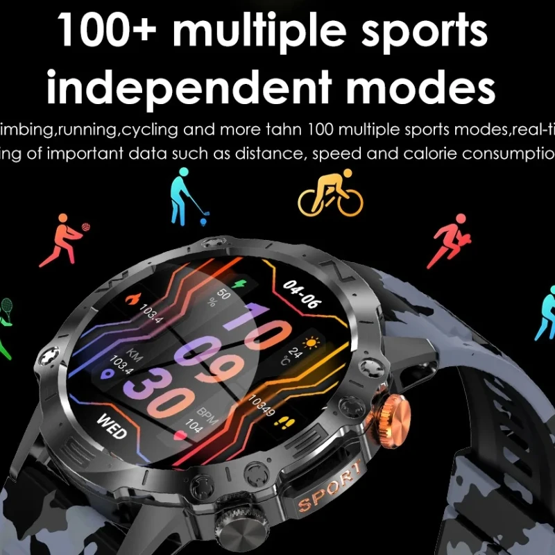 2024 Latest k59 Smart Watch For Men reloj 1.43 inch AMOLED 466*466 HD Display Rugged Sports BT Calling Connected Smartwatch