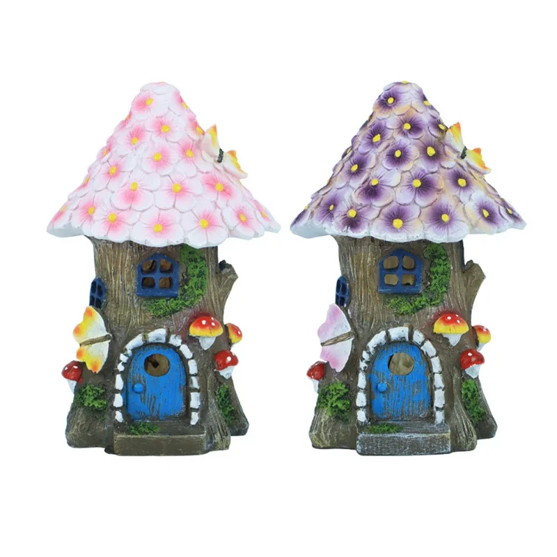 

1 пасторальная солнечная декоративная лампа из смолы, окружающее украшение, свет, дом на дереве для уличной дорожки, украшение двора для патио, лужайки, декабрь