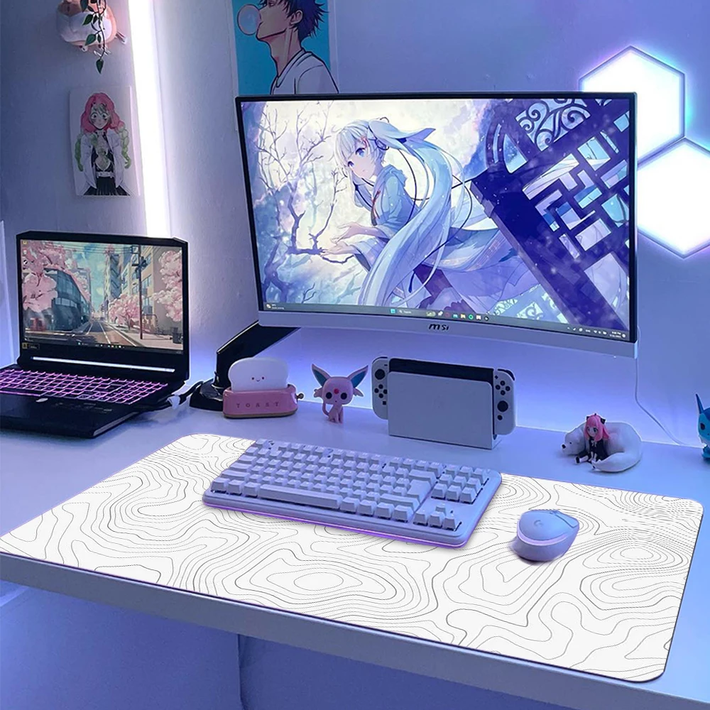 White Gamer Mousepad Strata Liquid Desk Mat Large 900x400 Topographic Mousepad 1200x600 Gaming Mats Keyboard Accessory 900x300