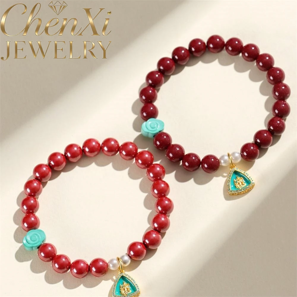 High-end Cinnabar Auspicious Cloud Round Bead Bracelet Luxury Quality Fashion Fine Jewelry Exquisite Elegant Popular Charms Gift 3