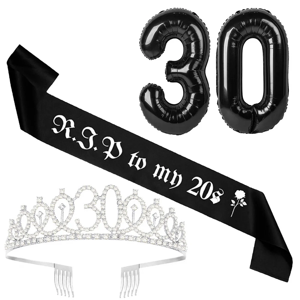 

30th Birthday Sash and Tiara Set RIP 20s Birthday Decorations 30 Years Old Birthday Party Supplies Gift for Women