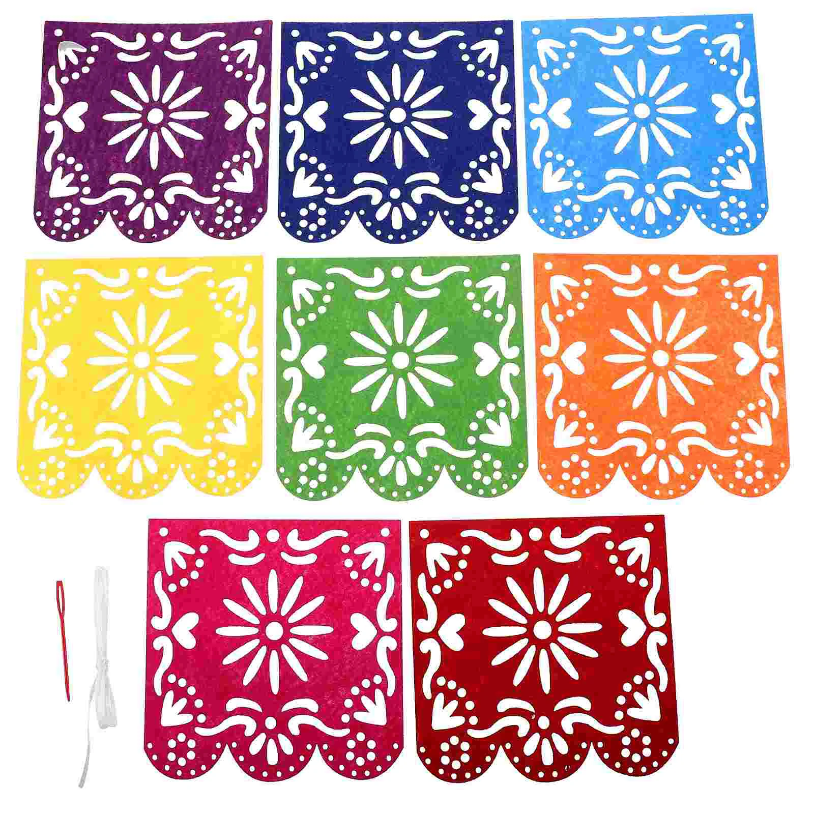 

Day of the Dead Decoration Hollowed-out Square Garland Plastic Bunting Banners Multicolor Theme Party Favors Decoration