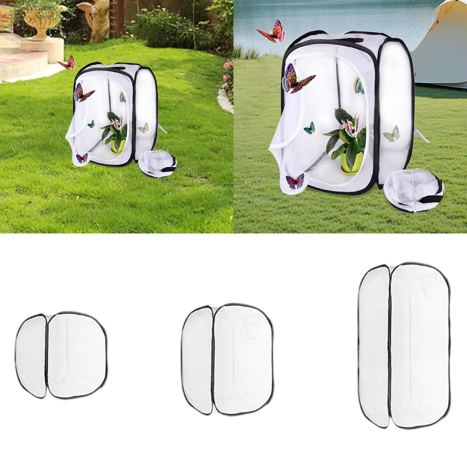 Butterfly Habitat Cage Terrarium Pop Up Polyester Fiber Mesh Tent with Top Handle for Kids Caterpillar Watching