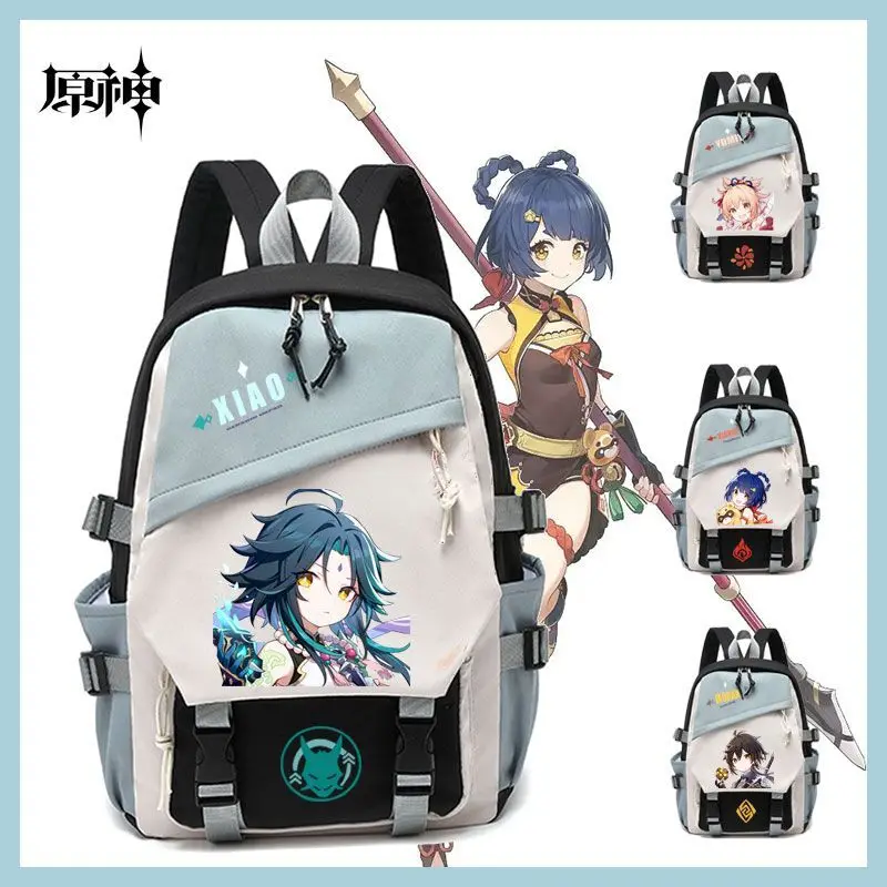 

Anime Genshin Impact Maple Leaf Wan Ye Zhong Li Collaboration Backpack For Boys Girls Middle And High School Students L