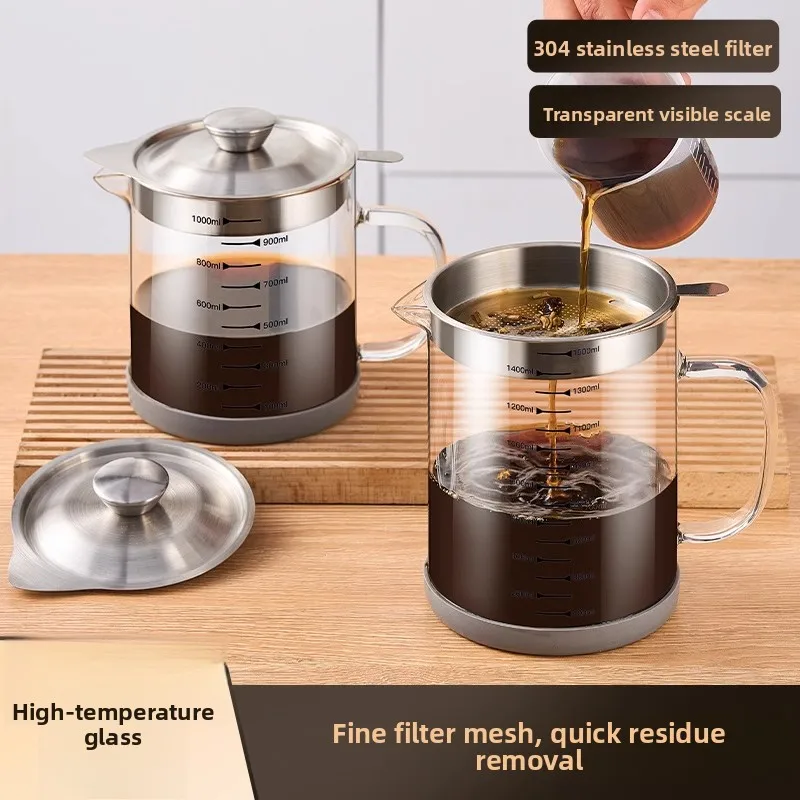 

Food Grade Glass Measuring Cup with Scale for Kitchen Baking High Temperature Resistant with Lid for Medicinal Herb Filtering