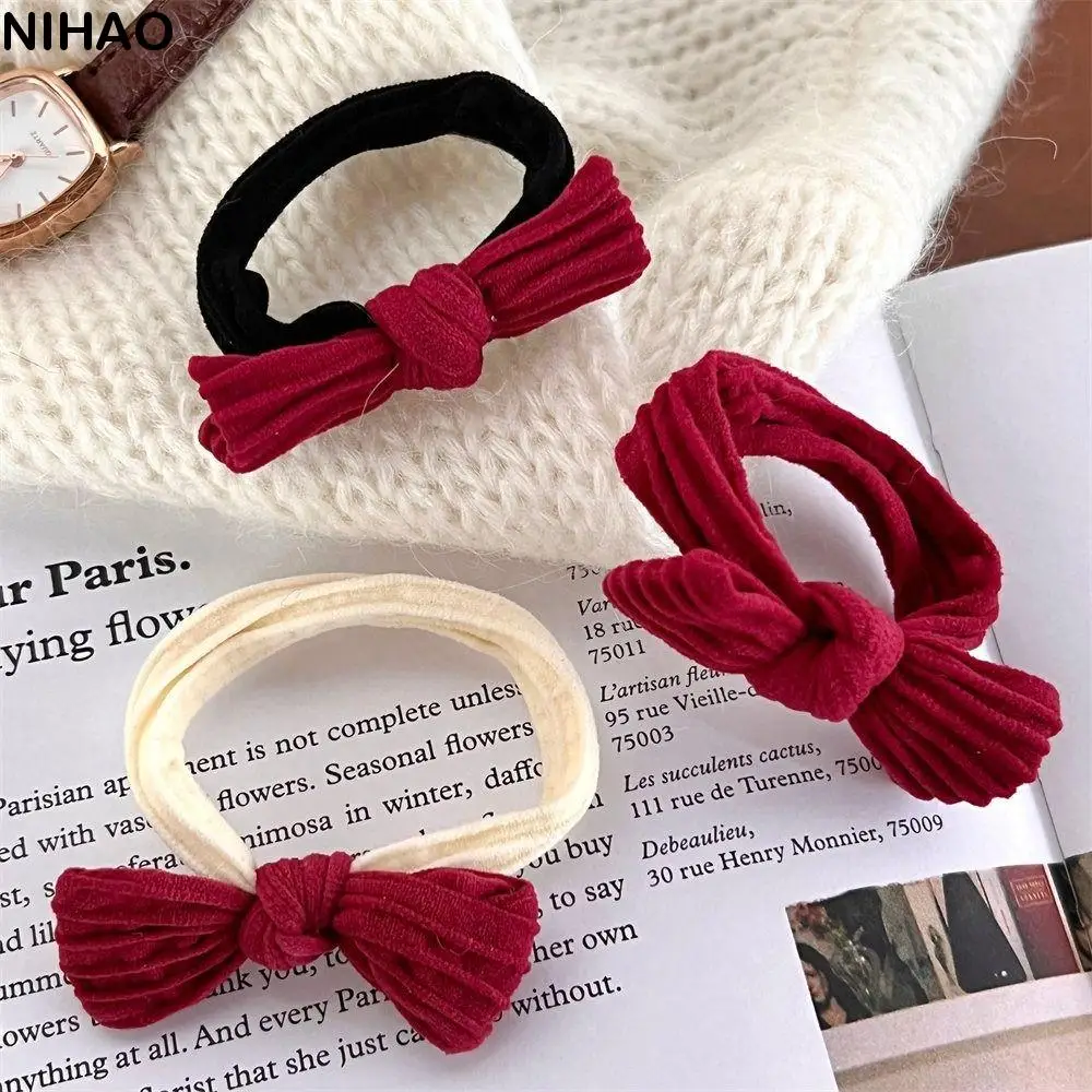 

Bowknot New Year Elastic Hair Band New Year Decor Plush Red Bow Hair Rope Kids Gifts New Year's Hairpin