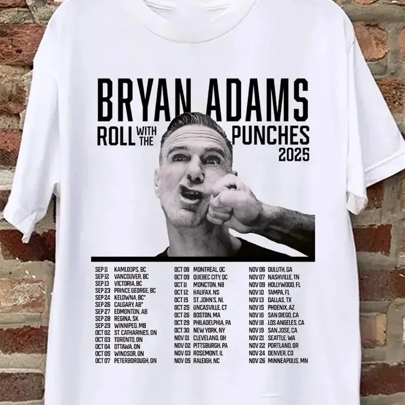 Bryan Adams Roll With The Punches Canadian Tour T Shirt Full Size S 5Xl