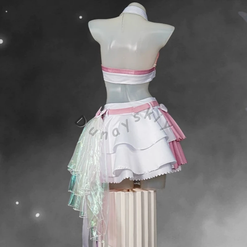 Wuthering Waves Aemeath Cosplay Costume Korea 2nd Anniversary Idol Outfit White Pink Frilled Mini Skirt Game Stage Cos Halloween view 4