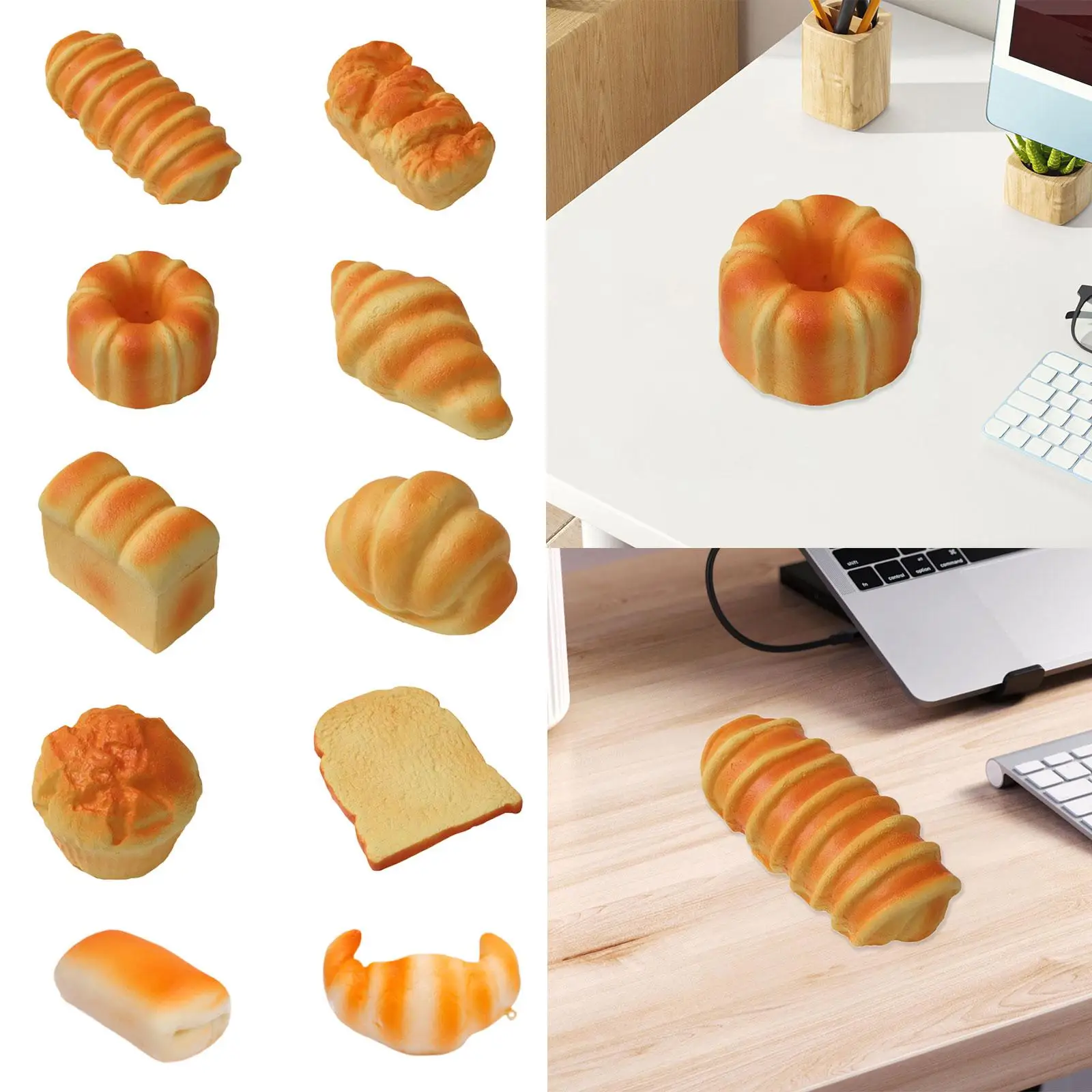 Bread Stress Toy Soft Fidget Sensory Toy Funny Soft Toast Bread Shape Squishes Toy for Adults Kids Children Teens Basket Filler