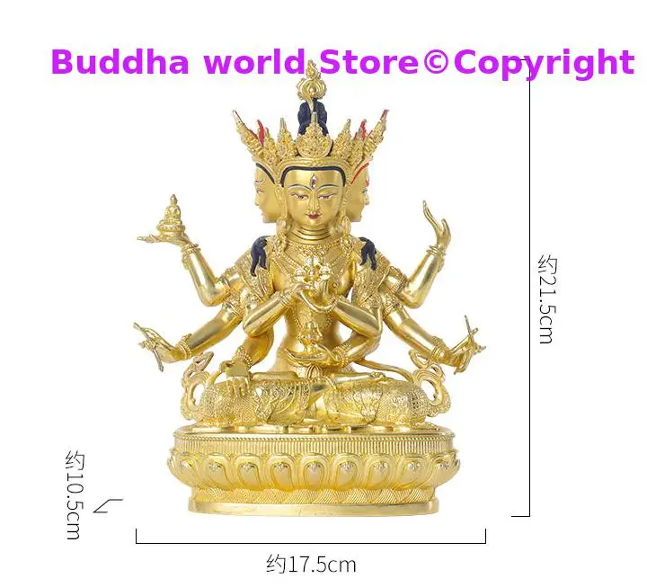 2025 grade gilding buddha statue Asia Buddhism Gilding golden Exorcism safety ZUNSHENG FOMO Langgama THREE FACE buddha statue