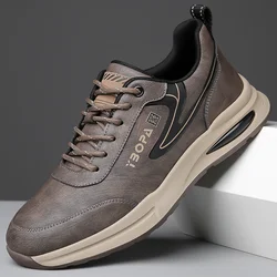 High Quality Brand Men's Genuine Leather Casual Shoes Thick Soled Wear-resistant Hiking Shoes Trendy Gray Sports Shoes for Men’s