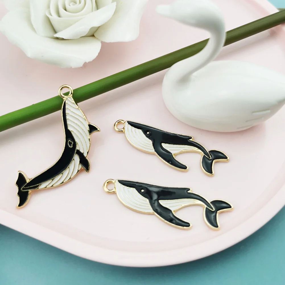 

10 Pcs Cartoon Whale Keychain Diy Keyring Pendant Suite Ocean Animal Pendants Charms for Jewelry Making