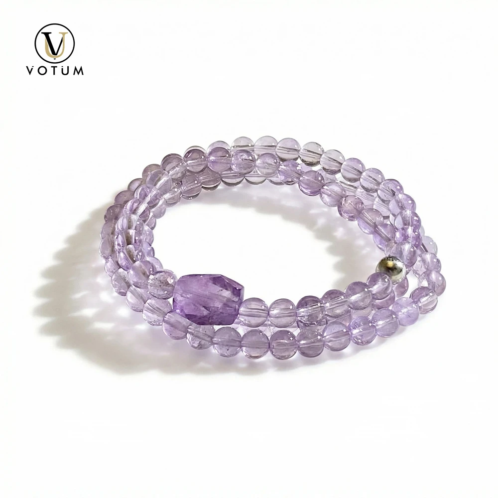 

Votum 5m Natural Lavender Amethyst Beaded Bracelet for Women Lady Custom Purple Crystal Bracelets Birthstone Beads Jewelry