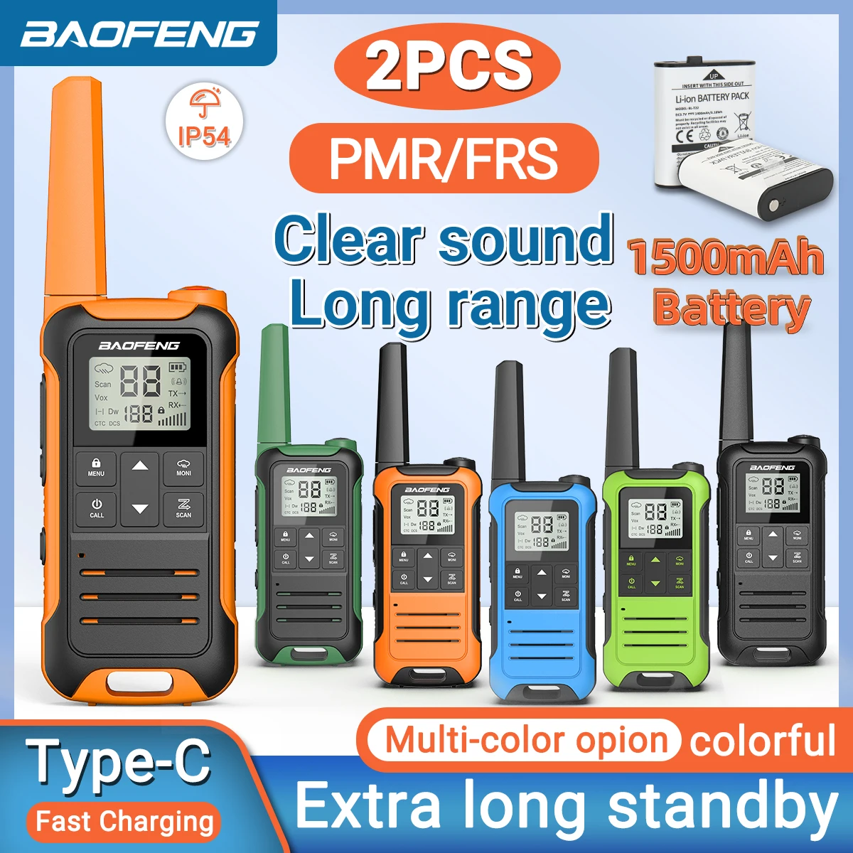 2pcs Baofeng F22 MINI Walkie Talkie PMR FRS ยาวชาร์จแบบพกพาเด็กวิทยุ Type-C สําหรับ Camping TRIP