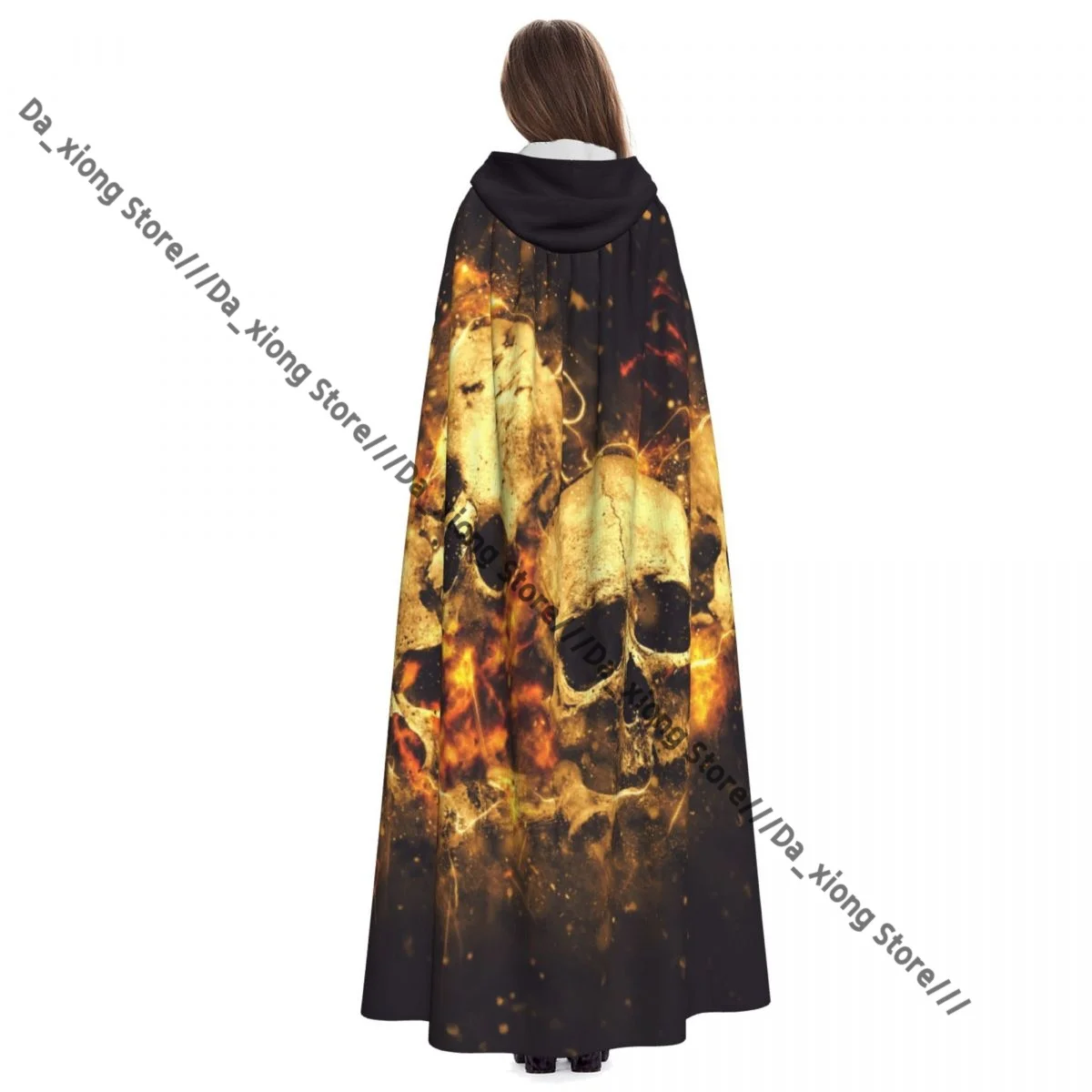 الجماجم والعظام كما المفاهيمي رعب مخيف هالوين الساحرة عباءة زي الهالوين التأثيري الكبار للجنسين عباءة الرجعية العصور الرأس
