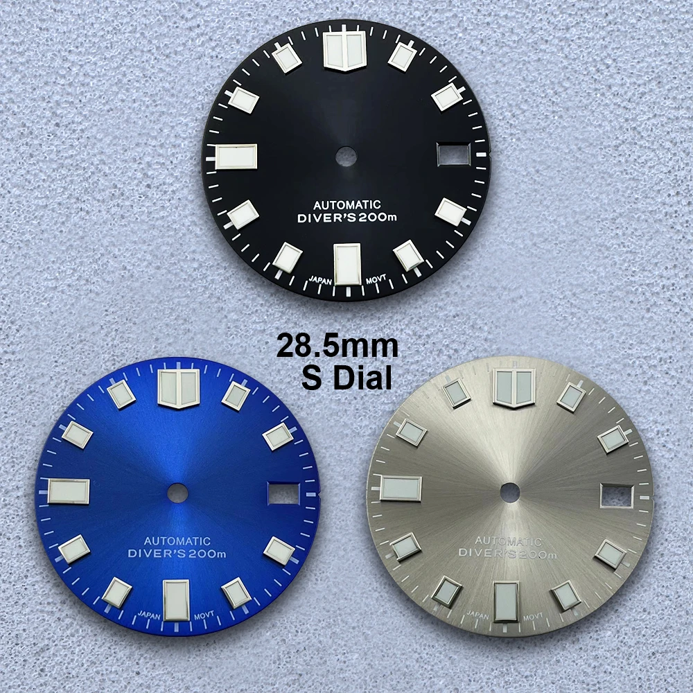 28.5mm Sunray S Dial For NH35/NH36/4R/7S Automatic Movement Green Luminous Diving High-Quality Watch Modification Accessories