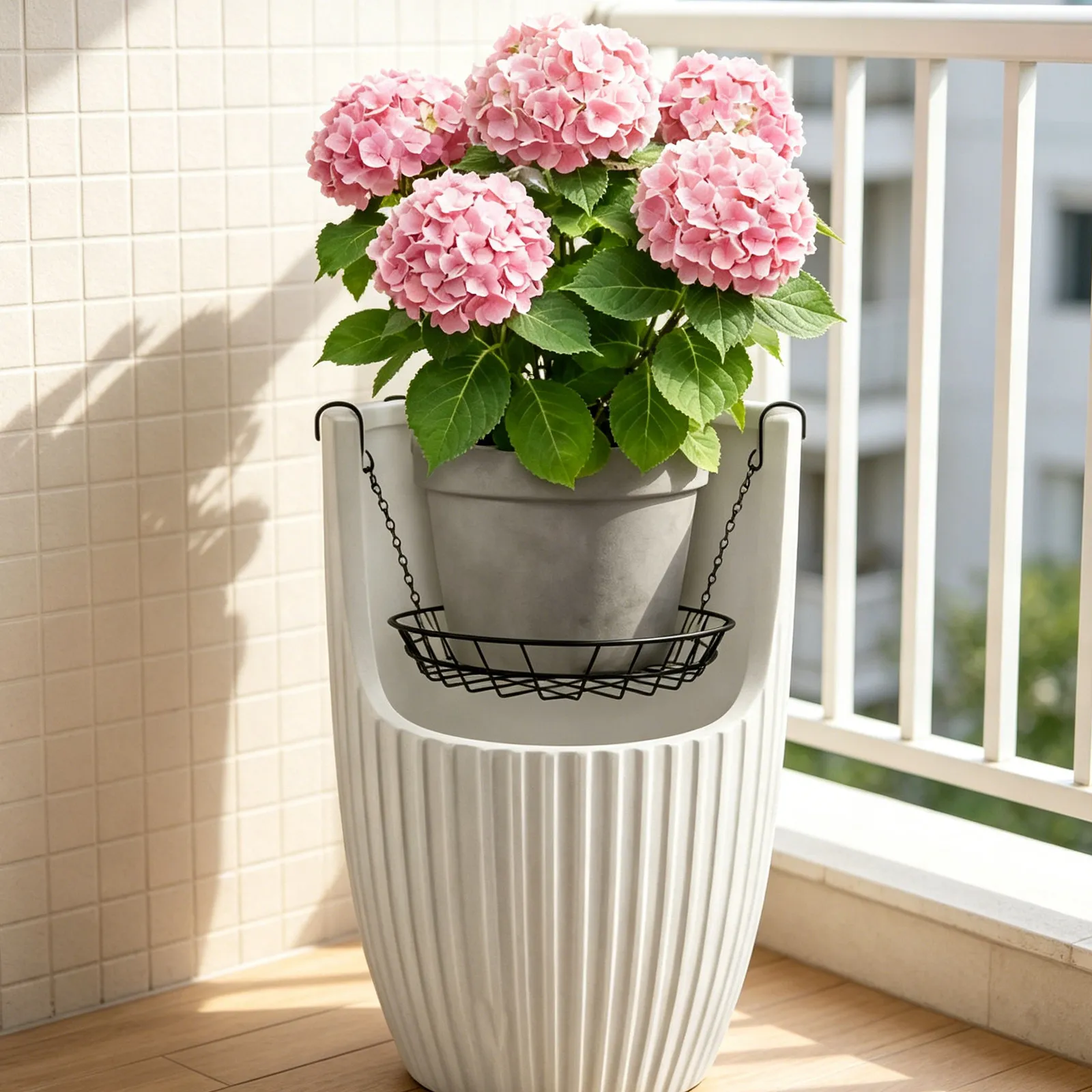 2Sets Height Adjustable Plant Riser for Pots Iron Stand Indoor Tall Flowerpot Holder 12-18 Inch Slim Design Stable Base Drainage