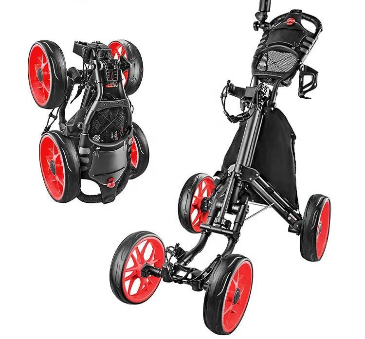 

NEW Design 4 Wheels Push Golf Trolley Top Quality Golf Push Cart Trolley With Umbrella Holder