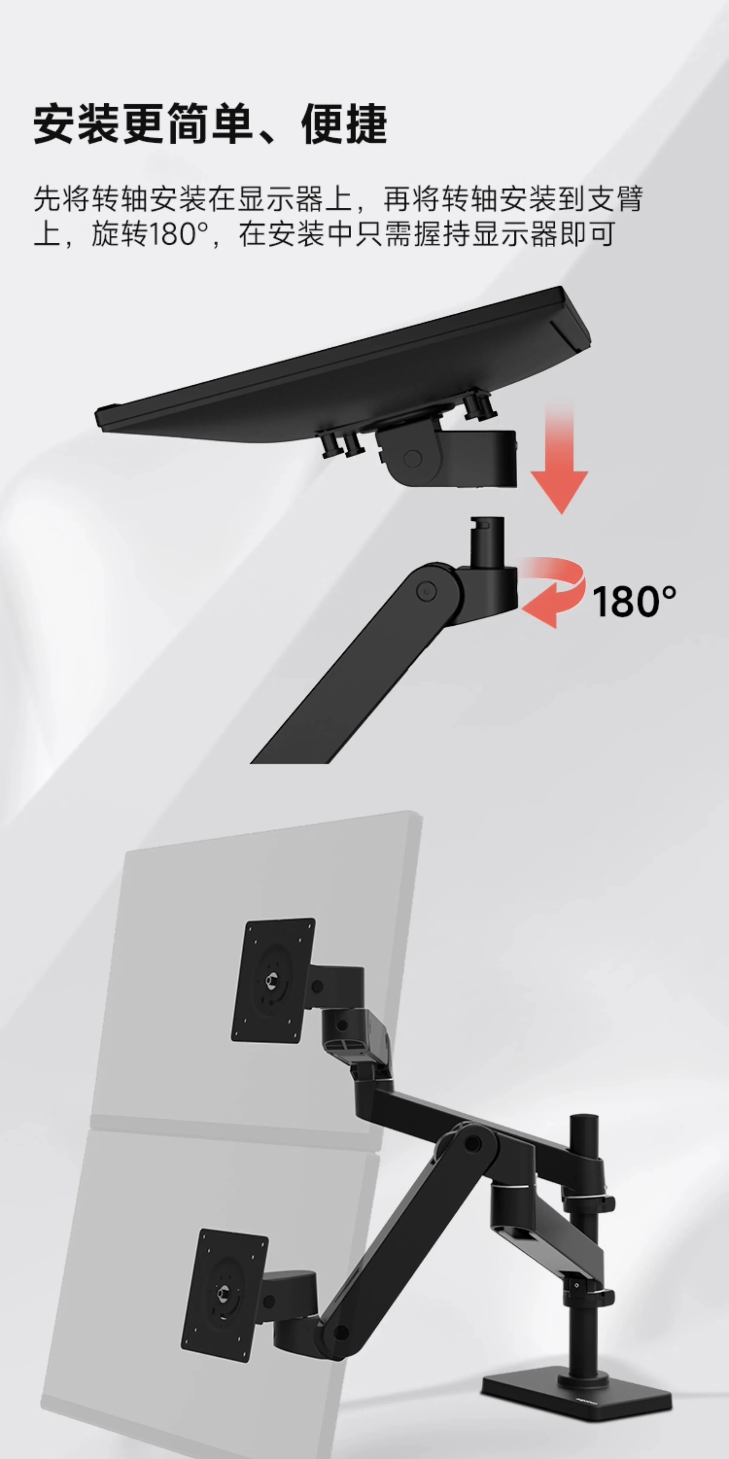 Overlay Dual Screen Dual Arm Monitor Stand Desktop Computer Lifting Robotic Arm