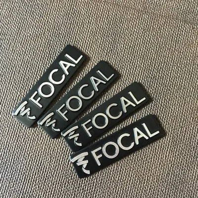 4x 3D معدن البؤري الألومنيوم سيارة عجلة القيادة شعار ملصق مكبر الصوت ملصقات السيارات سيارة التصميم شارة شعار الديكور #1