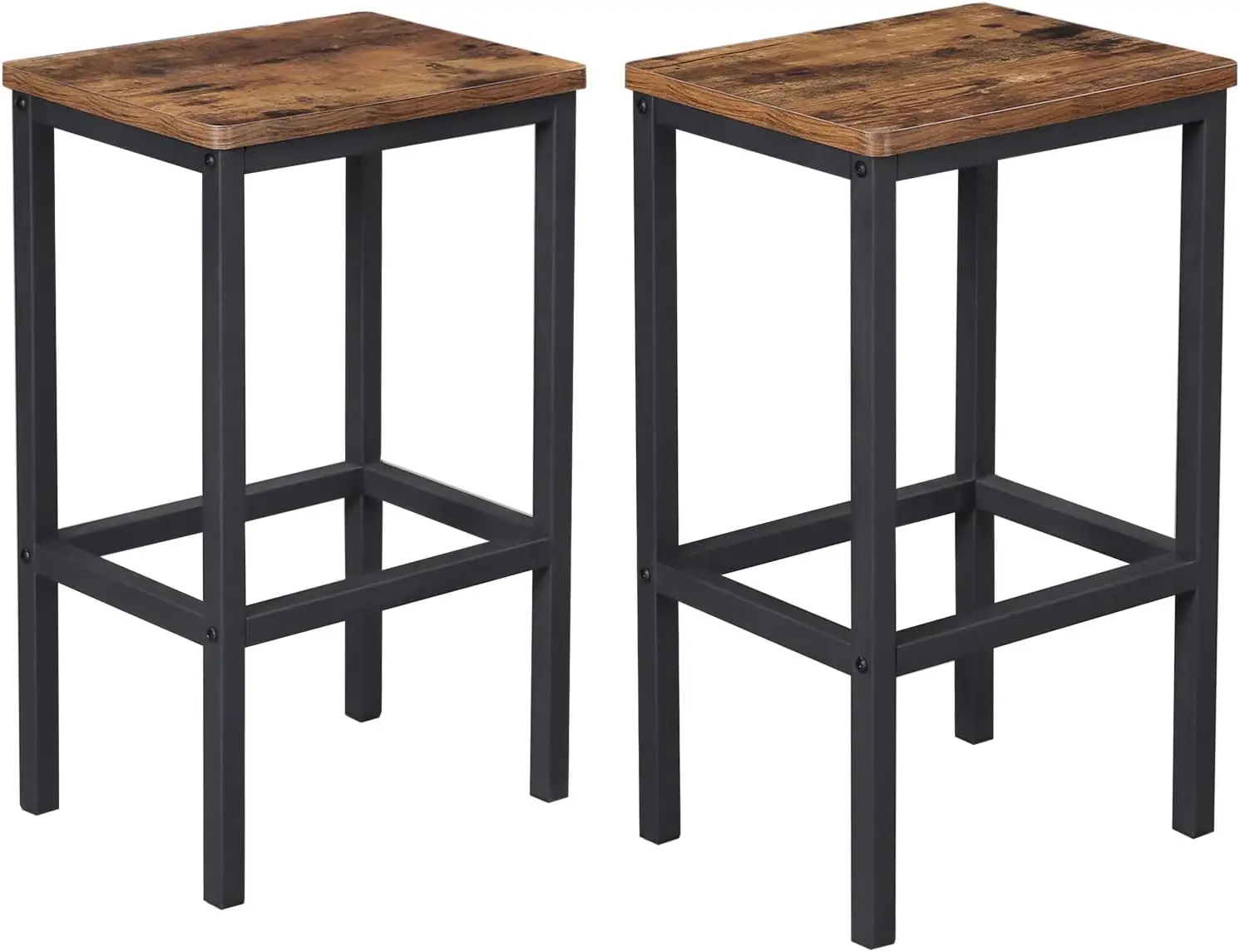 

Bar Stools, Set of 2 Bar Chairs, Kitchen Breakfast Bar Stools with Footrest, Industrial in Living Room, Party Room, Rust