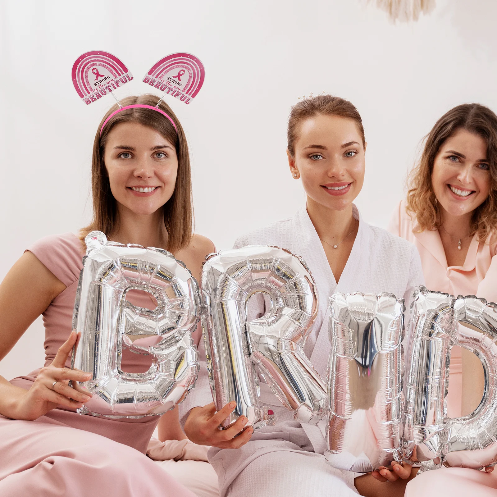 

5Pcs Breast Cancer Awareness Party Headbands Ribbon Headwear Festive Photo Booth Props for Themed Parties Gathering Decoration