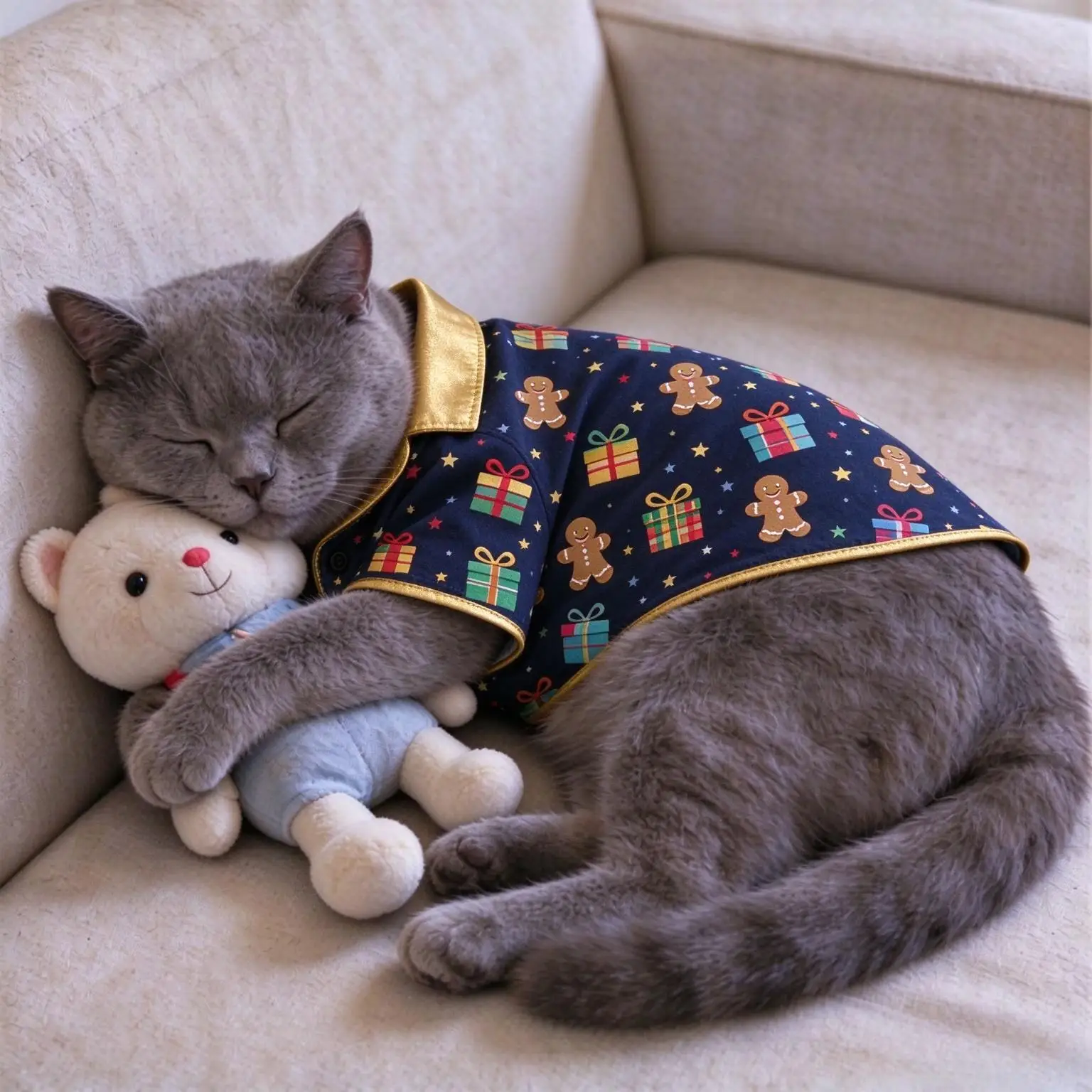 Xmas Pet Button Down Open Shirt, Knit Hat & Sock Pattern Apparel, Holiday Costume for Dogs and Cats