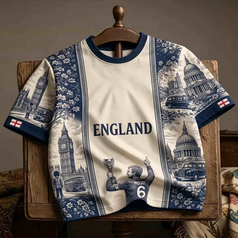 2026 New England Legend Moore No. 6 Jersey, St. Paul's Church Y2K British Style Loose Casual Top Unisex T-Shirt, Family Matching