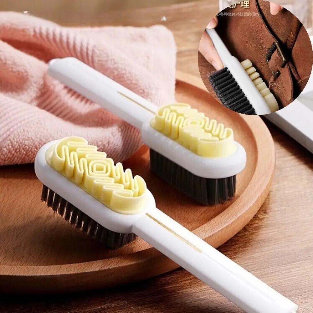 Brosse à Chaussures Double Face en Daim, Outil de Nettoyage de la Poussière, des Taches, des Bottes, Kit d'Entretien en Caoutchouc