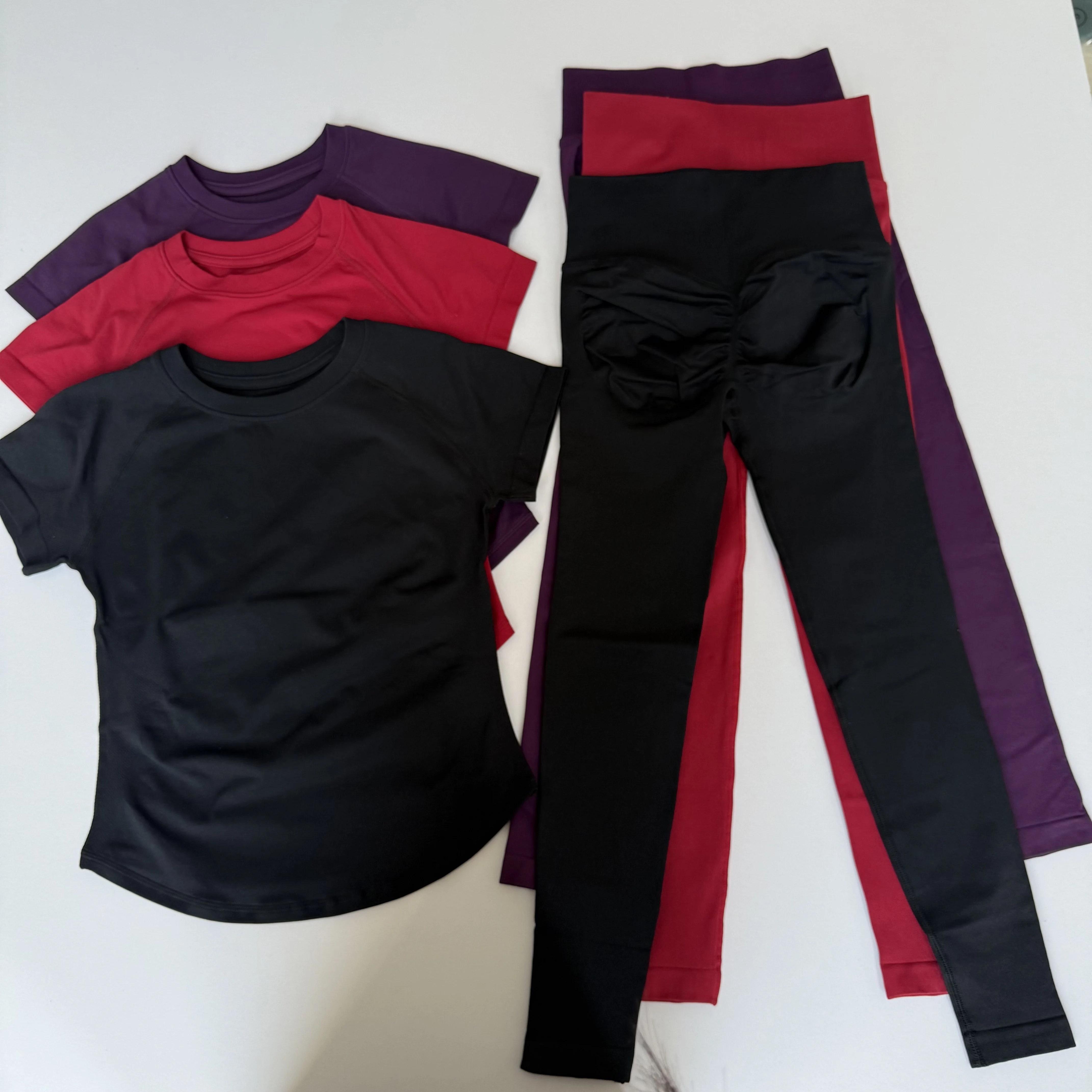2pcs Sport Sets Women Gym Push Up Yoga Pants Hollow Back Gym Fitness Bras Workout High Waisted Leggings Seamless Tights Set Suit