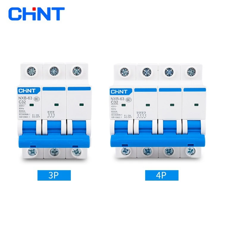 CHINT-disyuntor en miniatura para casa, interruptor MCB con indicación DZ47, 1P, 2P, 3P, 4P, 1A, 2A, 3A, 6A, 10A, 16A, 20A, 25A, 32A, 40A, 63A