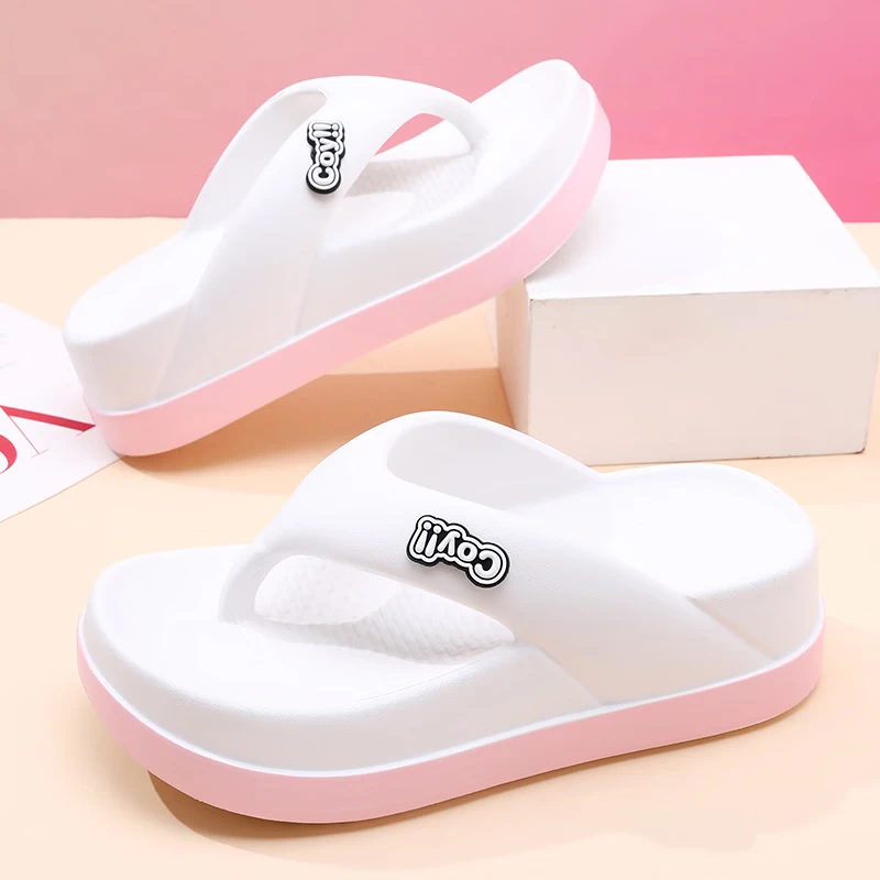 Thick bottom flip flops for women's summer 2025 new height increasing anti slip beach sandals beach slippers for outdoor wear