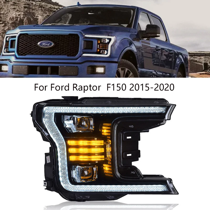 Car Accessories Headlamp For Ford Raptor F150 F-150 led headlights 22015-2020 head lamp front led Lens Double Beam DRLcessories