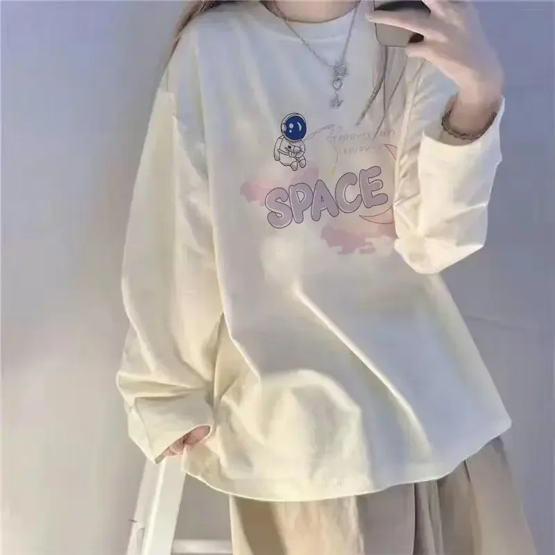 الخريف المرأة Sweetshirts الحب طباعة س الرقبة البلوفرات البلوز عادية فضفاض كم طويل هود الكورية نمط Kawaii هوديي