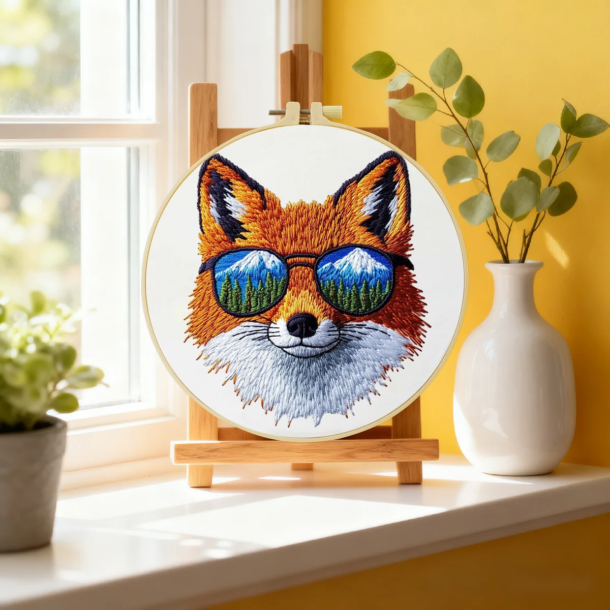 1 Stück 20X20CM/15X15CM 7,87/6,3 Zoll Fuchs-Stickerei-Starter-Kit DIY-Kit DIY-Stickerei-Set Handarbeits-Set für Anfänger – Detail 1