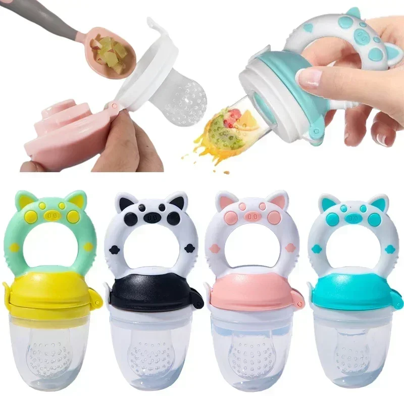 Baby Food Feeding Spoon Juice Extractor Fruit Feeder Pacifier Baby Feeding Bottle Silicone Gum Fruit Vegetable Bite Eat Feeder