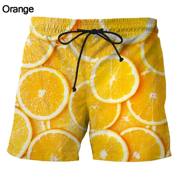 Pantaloncini da spiaggia da uomo divertenti pantaloni corti 3D pantaloncini da spiaggia con stampa di frutta pantaloncini Streetwear Rock