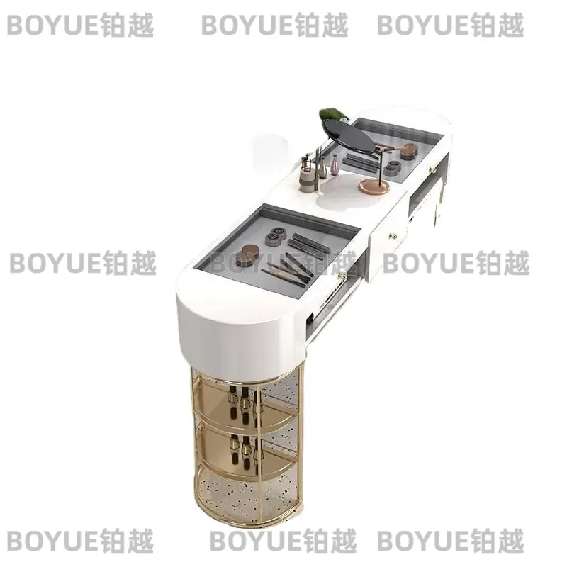 light luxury manicure table economical glass single double manicure table gold special manicure shop set