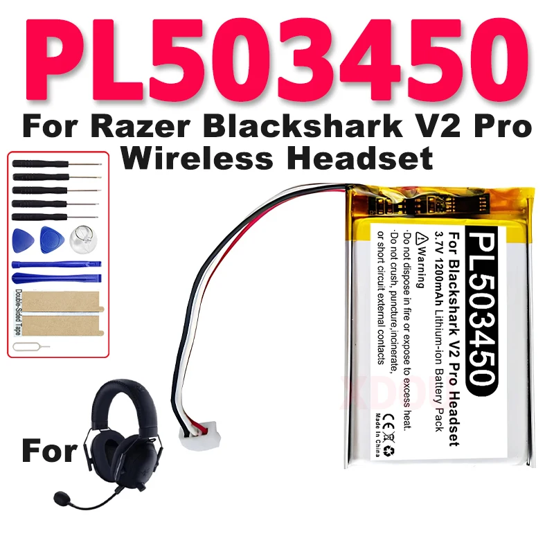 

Аккумулятор PL503450 1200 мАч для беспроводной гарнитуры RAZER BLACKSHARK V2 + инструменты