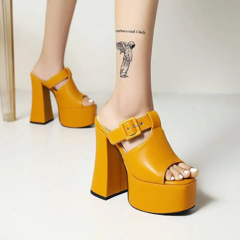 

Women's High-heeled Sandals, Summer Chunky Heels, Waterproof Platform Thick Sole Peep-toe High Heels