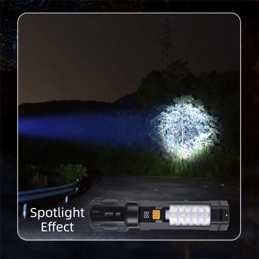 Built-in Battery LED Flashlight Side Light USB Charging USB Charging Flashlight White Laser High-Intensity Zoom Flashlight