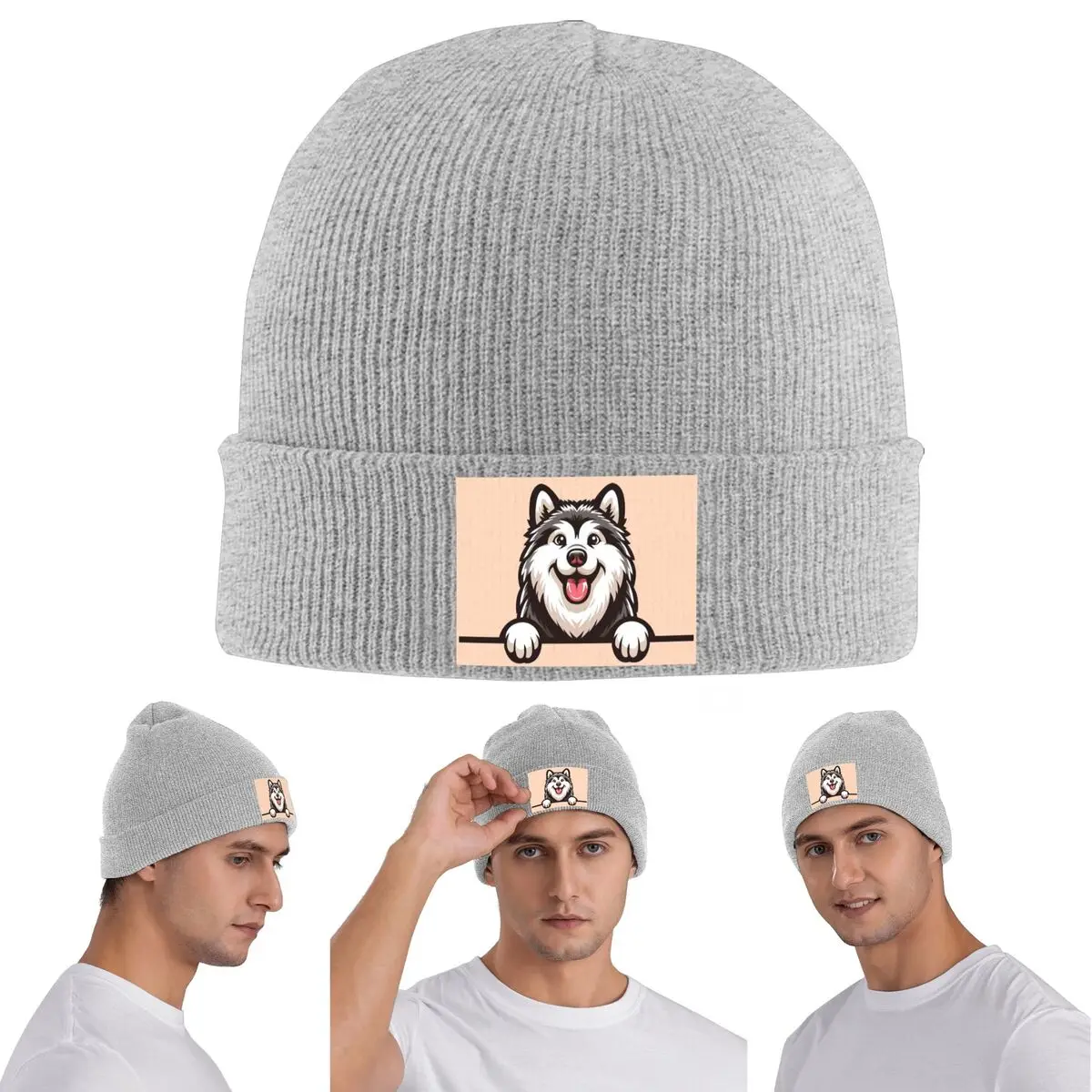 Siberian Husky Alaskan Dog Warm Knitted Cap Winter Knit Bonnet Hat Skullies Beanies Hip Hop Caps for Unisex