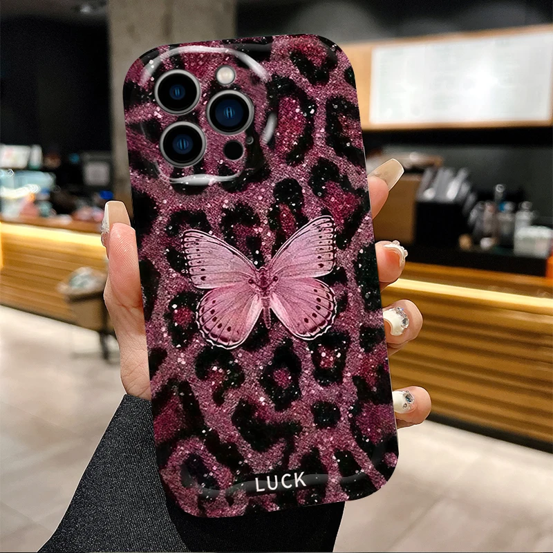 الحيوان فراشة ليوبارد طباعة جراب هاتف آيفون 17 16 15 14 13 12 11 برو ماكس زائد 17Air 16E XR XS X 7 8 غطاء مقاوم للصدمات #2