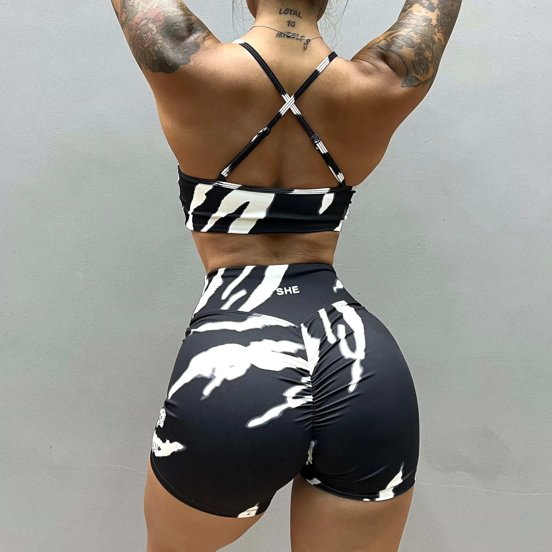 

Спортивный бюстгальтер для фитнеса Shor ts, женский нейлон с высокой талией