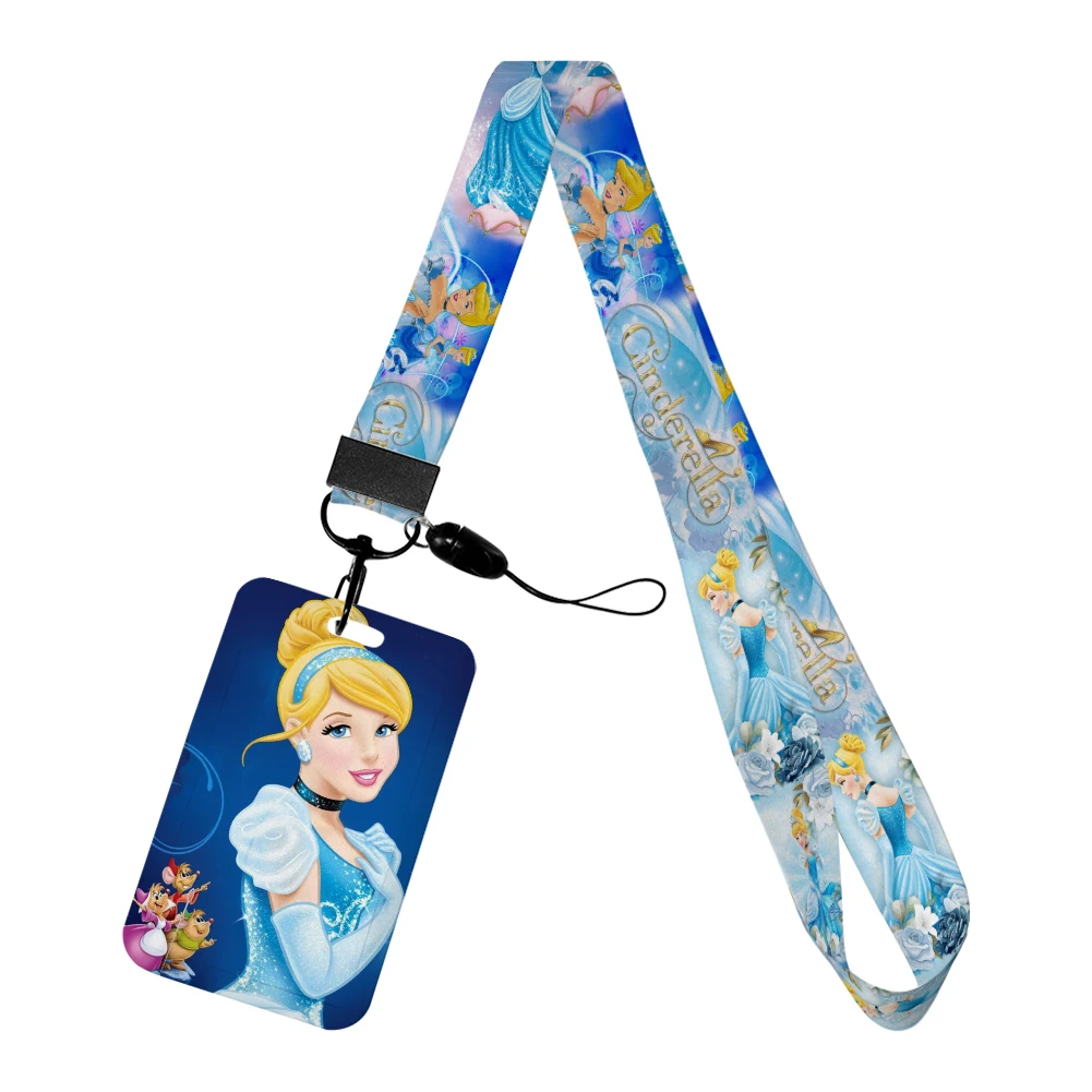 Disney Prinses Assepoester ID-kaarthouder Lanyards Zeemeermin Vrouwen Nekkoord Creditcardhouder Meisjes Badgehouder Intrekbare clip