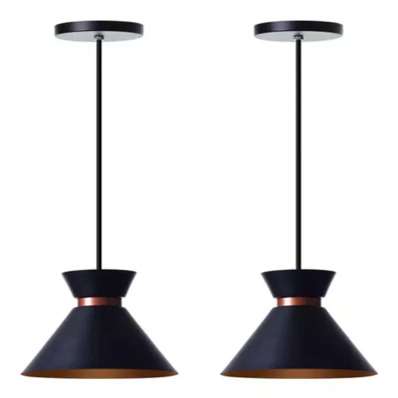 Kit 2 Chandeliers Pendants Indoor Dining Table Balcony Dubai Color Black with Copper 110V/220V Ceiling Lamps