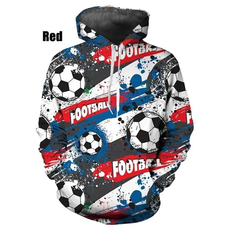 

3D Print Football Graphic Men's Hoodie Autumn Winter Outdoor Street Hooded Sweatshirt Fashion Creative Loose Comfortable Clothes